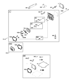 Cylinder Head Group Diagram and Parts List for 020000 - 09Z999 Briggs and Stratton Engine